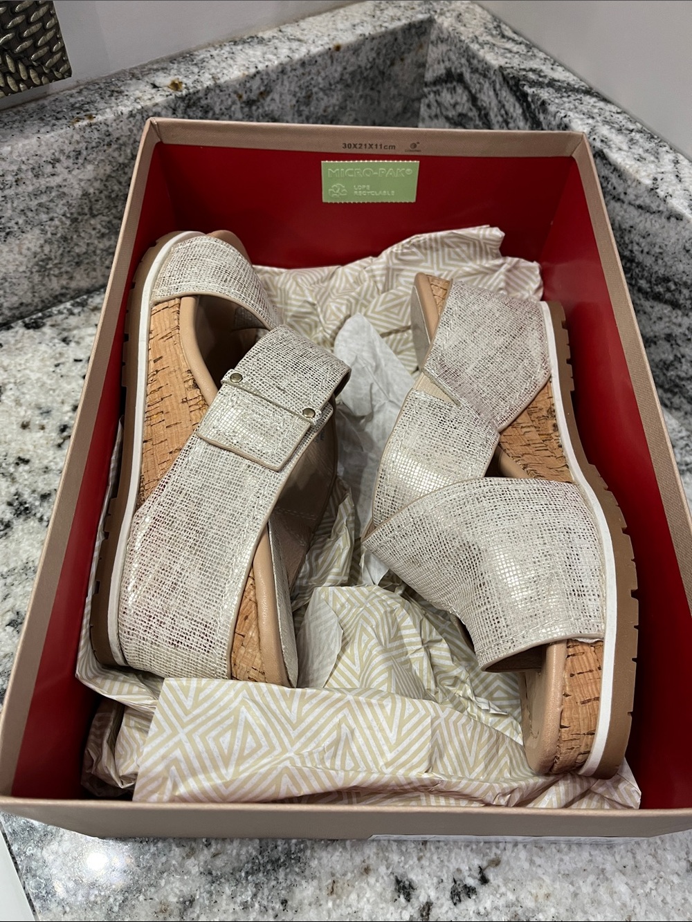 Like New Donald Pliner IRINI Wedge Sandals in Platino | Size 7.5 - Picture 8 of 9